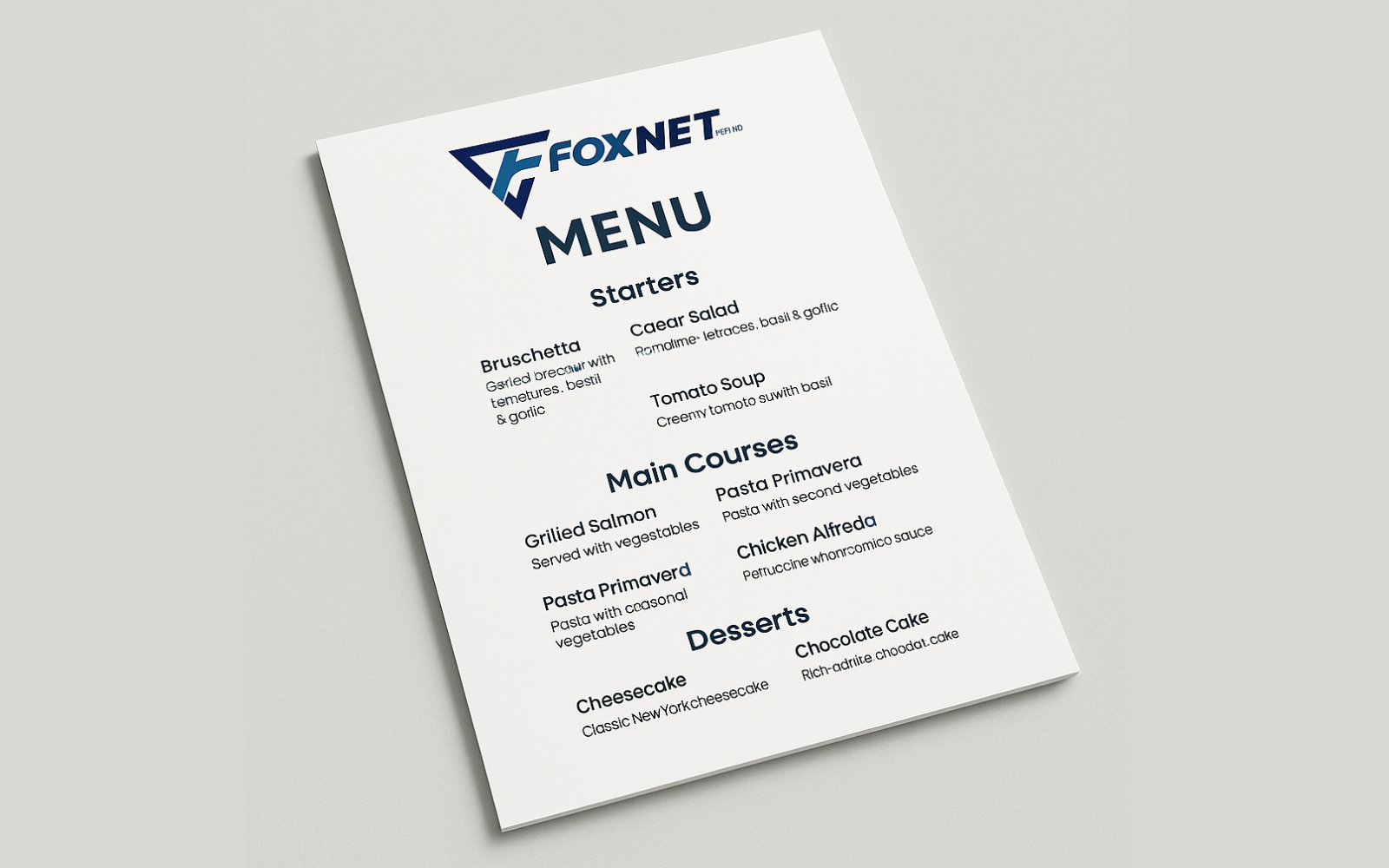 Stylish menu cards for restaurants, cafes, and events. Customisable designs and finishes.